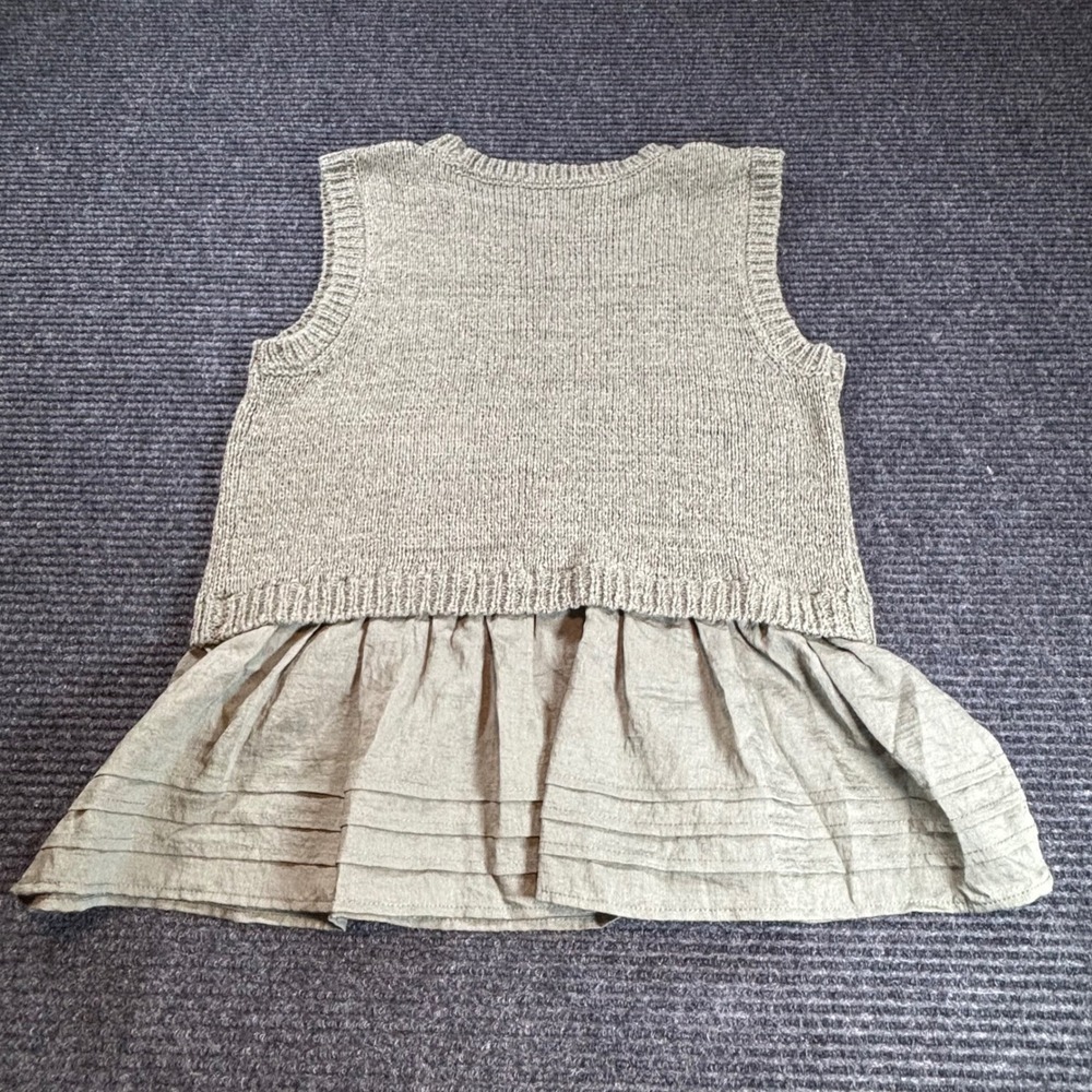 Simply Vera Vera Wang Olive Green Cable Knit Peplum Sweater Vest Womens Small - Picture 2 of 6